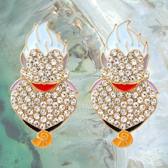 New Ursula‎ Little Mermaid Disney Villain Rhinestone Earrings - Picture 2 of 3